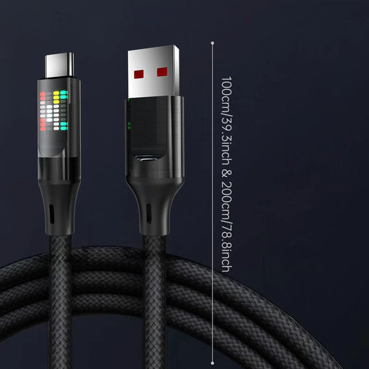 oozcc 60W / 6A Fast Charging USB Cable with LED – High-Speed Data Sync Braided Charger