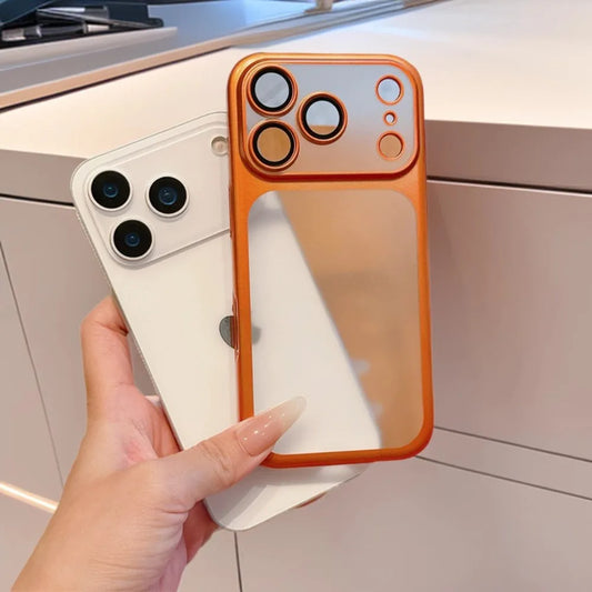 Cosmic Orange Frosted Translucent Phone Case for iPhone 17 Pro Max / 17 Pro – Thin Plated Bumper Cover