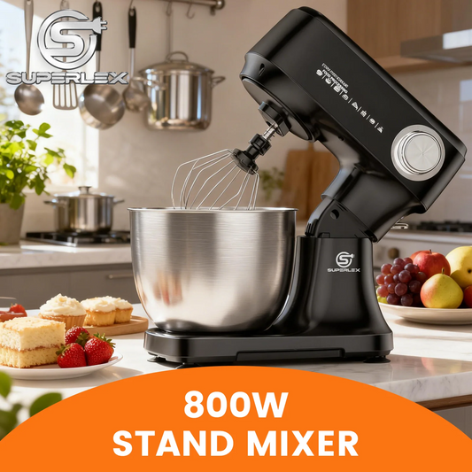 SUPERLEX Professional Stand Food Mixer 4.5L – 800W Power, Dough Kneader & Whisk