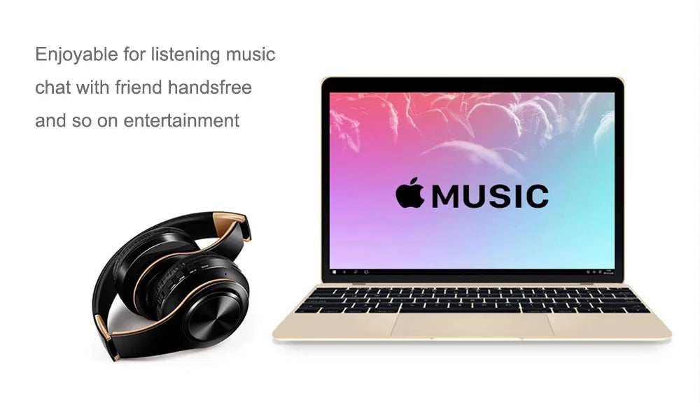 Gold Wireless Bluetooth Headphones for Men – Stereo Gaming Headset with Built-in Mic